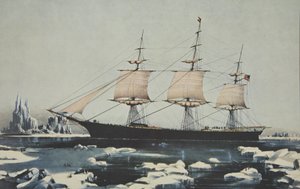 Clipper Ship, Red Jacket - In the Ice off Cape Horn, na její cestě z Austrálie, do Liverpoolu, srpen 1854, hospoda. 1855, Currier & Ives od American School