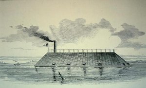 Konfederační Ironclad Ram „Georgia“, ležící u Fort Jackson, řeka Savannah, prosinec 1862 (litho) od American School