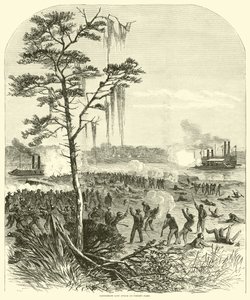 Pozemní útok Konfederace na flotilu Porters, duben 1864 od American School