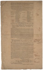 Ústava, první tisk, vytištěno společností Dunlap & Claypoole, 17.–19. září 1787 (viz také GLC 695933, GLC 695934 & GLC 695935) od American School