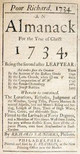 Obálka Poor Richard, Almanack, 1734 (tisk) od American School