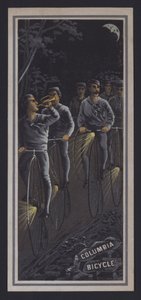 Cyklisté jedoucí v noci (barva litho) od American School