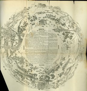 Cyclorama rozkládací mapa s podrobnostmi o historii Velkého povstání, kolem roku 1870