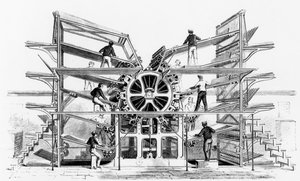 Válcový tiskový stroj vynalezený Richardem March Hoe (1812-86) New York, 1846 od American School