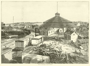Depo zásob na železnici, říjen 1863 od American School