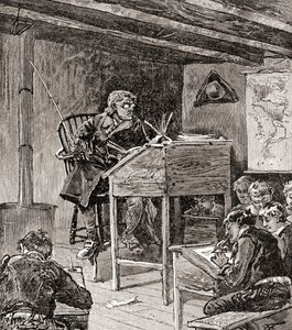 Vzdělávání v 18. a 19. století, z „Dějiny naší země“, vydané 1905 (dřevoryt) od American School