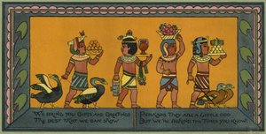 Vánoční přání s egyptským motivem (barva litho) od American School