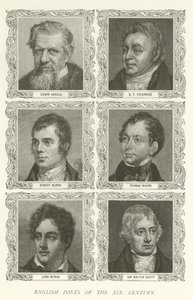Angličtí básníci XIX století, Edwin Arnold, ST Coleridge, Robert Burns, Thomas Moore, Lord Byron, Sir Walter Scott od American School