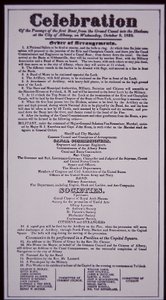 Erie Canal: klíčová část New York State Canal System; Broadside z 8. října 1823 slaví své otevření (dokončeno v roce 1825) (litho) od American School