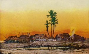 Večer v arabské vesnici (barva litho) od American School