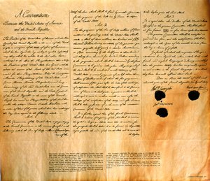 Faksimile úmluvy o koupi Louisiany Spojenými státy, 30. dubna 1803 od American School