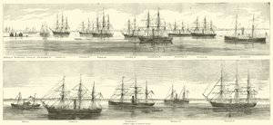 Federální flotila na Hampton Roads, prosinec 1864 od American School
