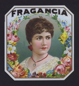 Fragancia, etiketa na doutníky (chromolitho) od American School