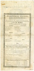 Vinný lístek Franklin House pro 23. května 1844, 1844 (ryté menu) od American School