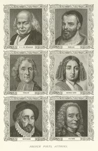 francouzští básníci, autoři, P J De Beranger, Rabelais, Fenelon, George Sand, Montaigne, Voltaire od American School