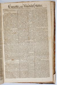 Titulní strana Gazette of the United States, 15. dubna 1789 od American School