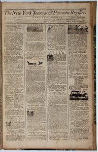 Přední strana New York Journal and Patriot Register, 21. srpna 1793 od American School