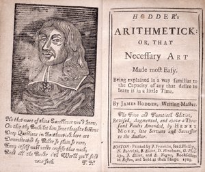 Frontispis a titulní strana pro Hodders Arithmetic or, That Necessary Art Made most Easy, James Hodder, 1719 od American School