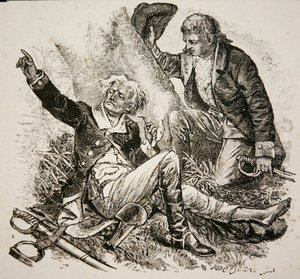 Generál Herkimer, zraněný a řídil bitvu v bitvě u Oriskany od American School
