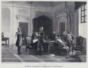George Washington vítá markýze de Lafayette (rytina) od American School
