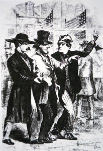 Opít voliče, aby ovlivnil jeho hlas ve volbách v roce 1864 (rytina) od American School