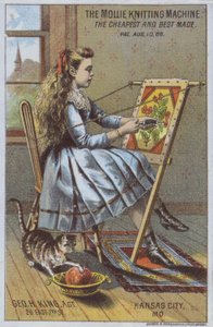Dívka používající pletací stroj (barva litho) od American School