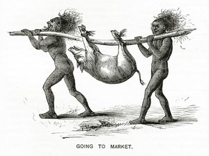 Going to Market, ilustrace z Appletons Journal, 4. května 1872 od American School