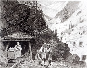 Těžba zlata a stříbra, Colorado – hora česaná medem, z kresby od Frenzenyho a Taverniera od American School