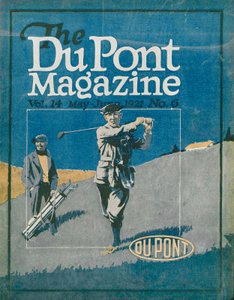Golf, přední strana časopisu DuPont Magazine, květen-červen 1921 od American School