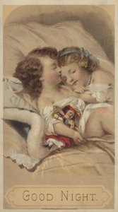 Dobrou noc, děti spí v posteli (chromolitho) od American School