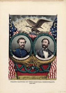 Velký prapor radikální demokracie, pro 1864, hospoda. od Currier & Ives, 1864 od American School