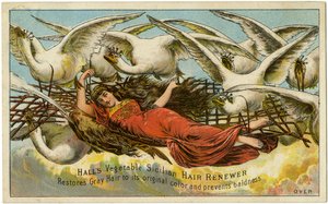 Halls Vegetable Sicilian Hair Renewer, navrací šedým vlasům jejich původní barvu a zabraňuje plešatění, Recto (barva litho [obchodní karta]) od American School