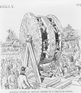 Prázdninové sporty na Cejlonu, jízda na kruhovém kole, kolem roku 1893 (ilustrace) od American School