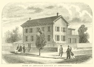 Domov Abrahama Lincolna ve Springfieldu (rytina) od American School