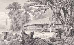 Dům bohatého indického sběratele kaučuku, z „Řeky Amazonky a Madeiry“, od Franze Kellera, 1874 od American School