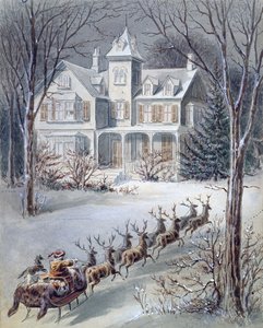 Ilustrace z Twas the Night Before Christmas napsal profesor Clement Clarke Moore (1779-1863) od American School