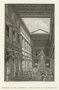 Interiér Parthenonu se sochou Pallas-Athene od American School