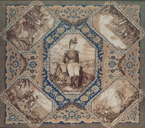 Šátek s portrétem Zacharyho Taylora a bitvy mexické války (1846-8), 1848 (bavlna) od American School