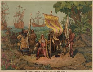 Kolumbus přistává 12. října 1492 na ostrově San Salvador. 1893 od American School