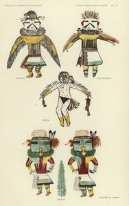 Kwahu, Palakwayo, Keca, Pawik (barevná litografie) od American School