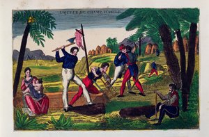 Štítek pro likér Champ dAsile, kolem roku 1830 od American School