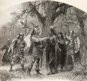 Landing of Northmen, z „Stručné historie Spojených států“, vydaného A. S. Barnes und Co. v roce 1885 od American School