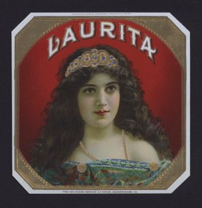 Laurita, etiketa doutníku (chromolitho) od American School