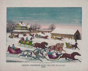 Odchod z Brighton Hotel do Mill-Dam, zima, kolem roku 1871 (tisk) od American School