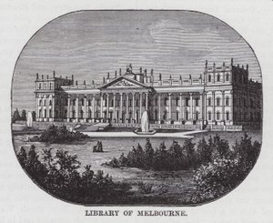 Library of Melbourne (rytina) od American School