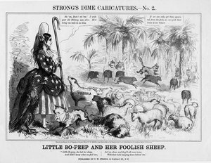 Malá Bo-Peep a její pošetilá ovečka, publikoval T W Strong, New York, 1861