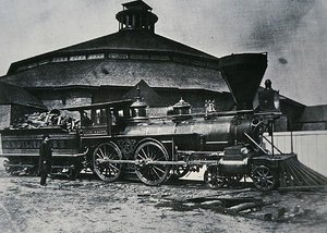 Lokomotiva „General Haupt“ z US Military Railroads (Union Army) v Alexandrijském Roundhouse od American School