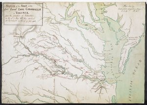 POCHOD ARMÁDY pod velením generálporučíka EARLA CORNWALLISE ve VIRGINII od srazu v Petrohradě 20. května do příjezdu do Portsmouthu 12. července 1781. od American School
