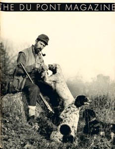Muž s loveckými psy, přední strana časopisu DuPont, listopad 1934 od American School