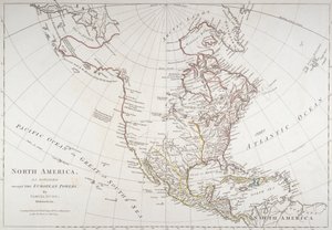 Mapa Severní Ameriky rozdělené evropskými mocnostmi, 1774